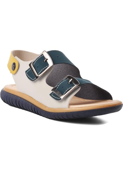 Lacivert Nubuk Sarı Krem Erkek Çocuk Düz Sandalet modelleri