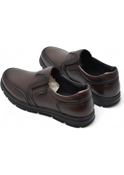 TAB1645-S Kışlık Tam Ortopedik Taban %100 Hakiki Deri Bağcıksız Erkek Ayakkabı Kauçuk Kaymaz Taban fırsatları