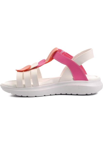 Beyaz Fuşya Pembe Kız Çocuk Düz Sandalet fiyatları