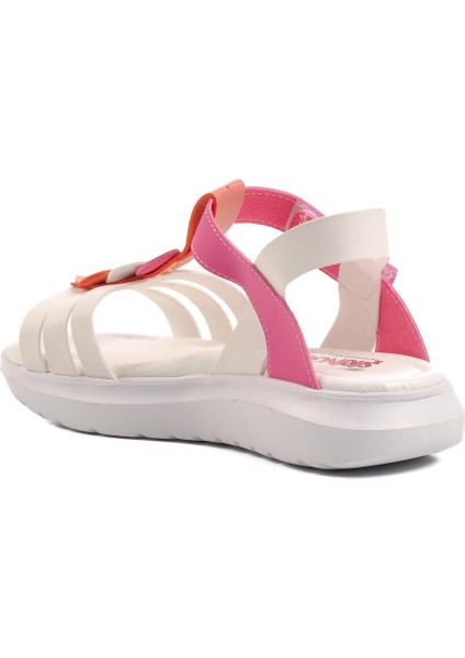 Beyaz Fuşya Pembe Kız Çocuk Düz Sandalet fırsatları