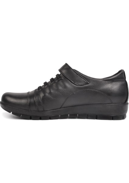 Siyah Kadın Deri Düz Rahat Günlük Ayakkabı indirimleri