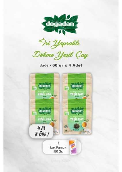 Doğadan Dökme Yeşil Çay Sade 60 gr, Pamuk