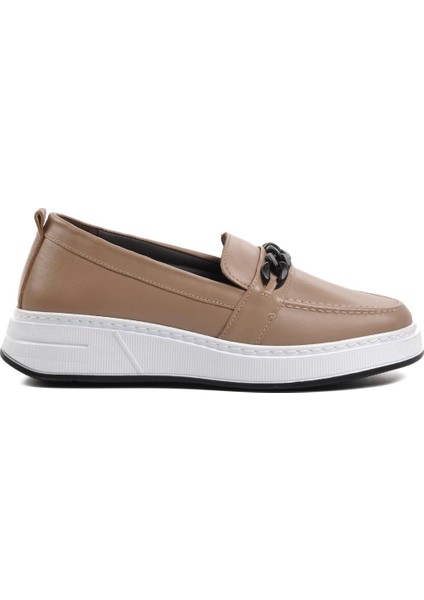 Bej Kadın Düz Rahat Günlük Ayakkabı