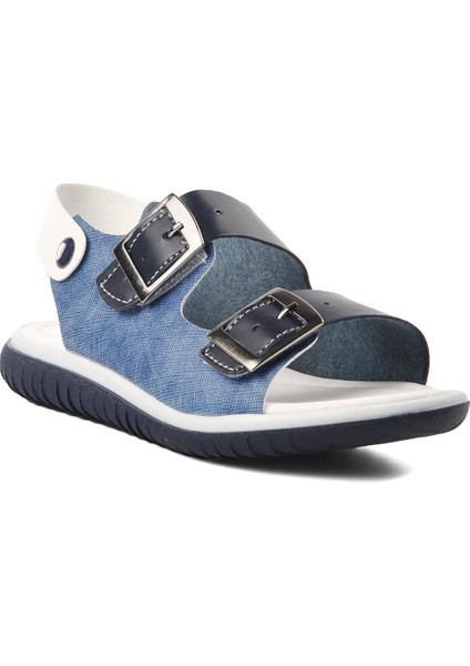 Lacivert Beyaz Kot Erkek Çocuk Düz Sandalet modelleri