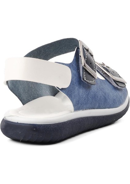 Lacivert Beyaz Kot Erkek Çocuk Düz Sandalet fırsatları