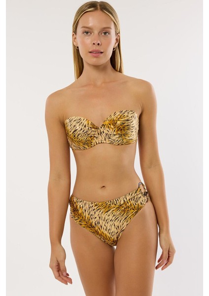 4600 Parlak Sarı Straplez Bikini Takımı