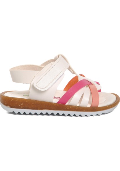 Beyaz Pembe Ortopedik Kız Çocuk Sandalet