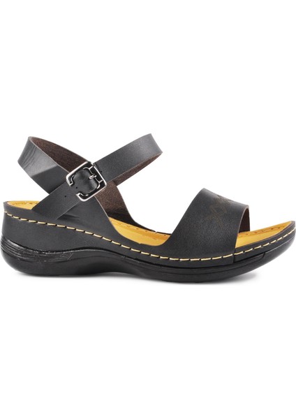 Siyah Kadın Düz Sandalet