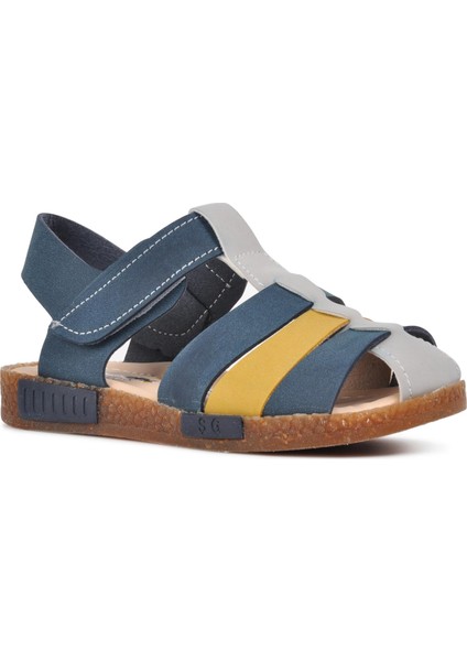 Lacivert Bej Hardal Comfort Erkek Çocuk Düz Sandalet modelleri