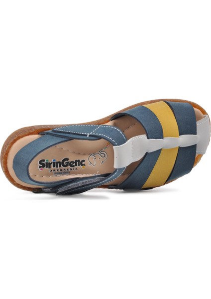 Lacivert Bej Hardal Comfort Erkek Çocuk Düz Sandalet fırsatları