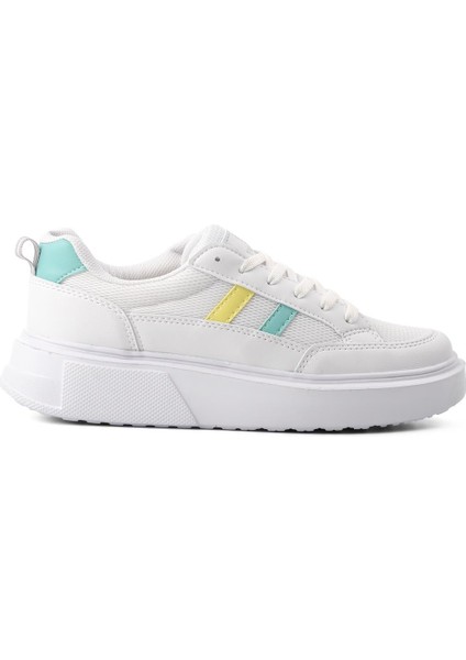 Beyaz Sarı Kadın Spor Ayakkabı Sneaker