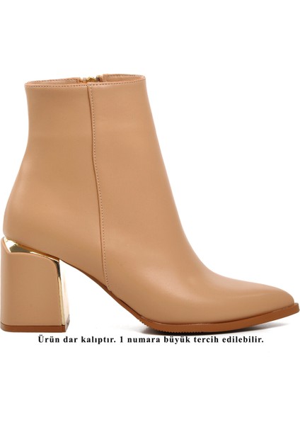 Nude Nut Içi Polarlı Topuklu Kadın Topuklu Bot