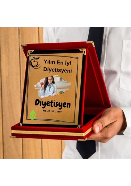 Diyetisyenlere Özel Tasarımlı Fotoğraflı Hediye Plaket