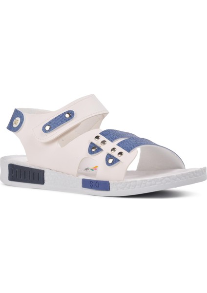 Beyaz Kot Mavi Comfort Erkek Çocuk Düz Sandalet modelleri