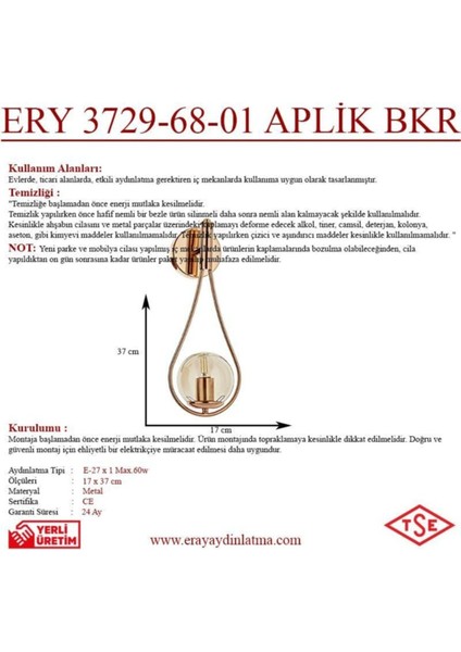 Bakır Modern Aplik 3729-68-01