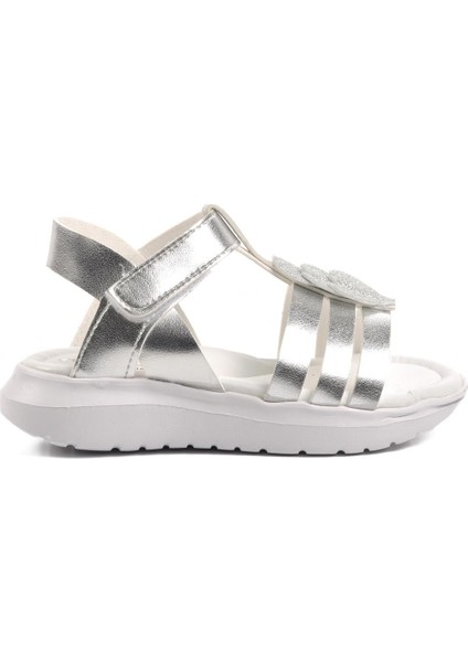 Gümüş Gri Kız Çocuk Düz Sandalet