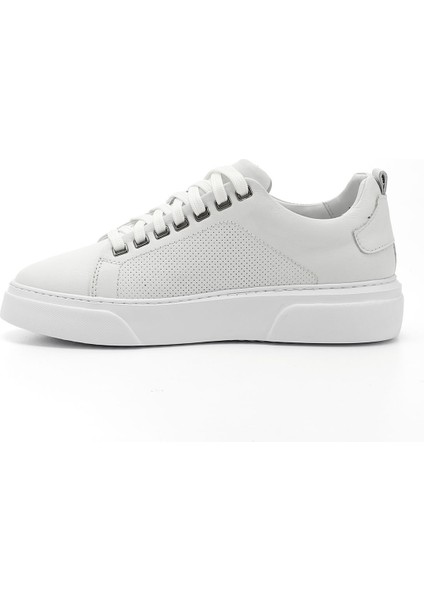 Erkek Beyaz Bağcıklı Hakiki Deri Sneaker modelleri