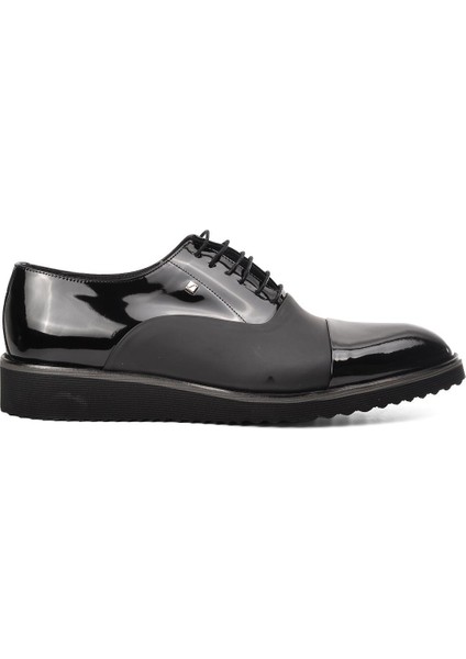 Siyah Rugan Mat Siyah Hakiki Deri Erkek Klasik Ayakkabı