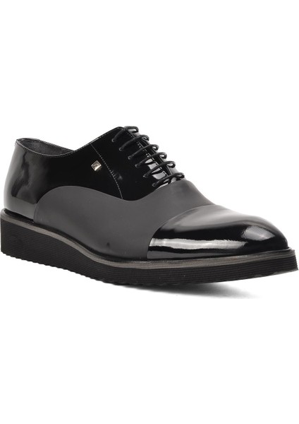 Siyah Rugan Mat Siyah Hakiki Deri Erkek Klasik Ayakkabı modelleri
