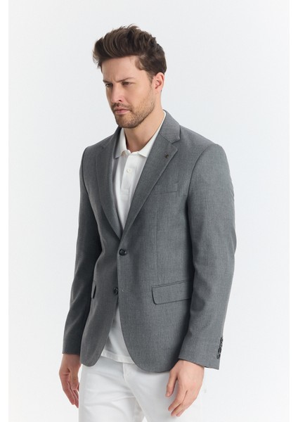 Serardo Erkek Grey Yarım Astarlı Kapak Cepli Ilkbahar-Yaz Spor Blazer Ceket modelleri