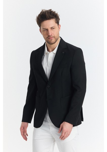Lewis Erkek Siyah Yarım Astarlı Torba Cepli Ilkbahar-Yaz Spor Blazer Ceket modelleri