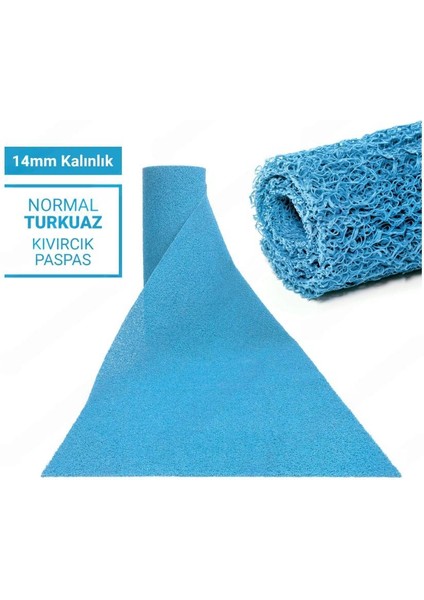 100 x 1000 cm Turkuaz Kıvırcık Paspas-Halı Kaymaz Yolluk Lidya 14MM