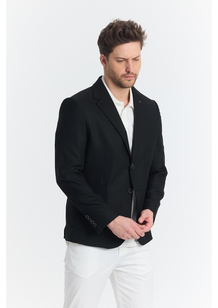 Serardo Erkek Koyu Buz Yarım Astarlı Pamuk Karışımlı Torba Cepli Ilkbahar-Yaz Spor Blazer Ceket modelleri