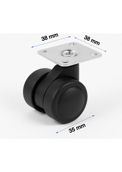 495 Mikro Tablalı Tekerlek Frenli 35 mm (4 Adet)