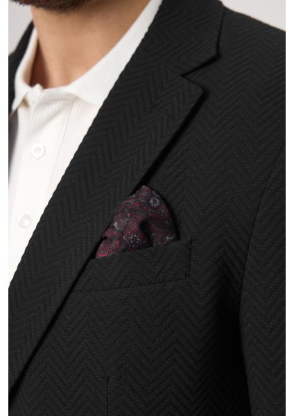 Lores Erkek Siyah Balıksırtı Desenli Esnek Likralı Kumaş Yazlık Ceket fiyatları