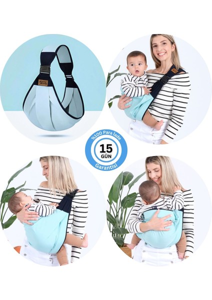 Su Yeşili Ergonomik Bebek Taşıma Çantası Bebek Taşıyıcı Sling Puset Ana Kucağı Kanguru Hafif Pratik
