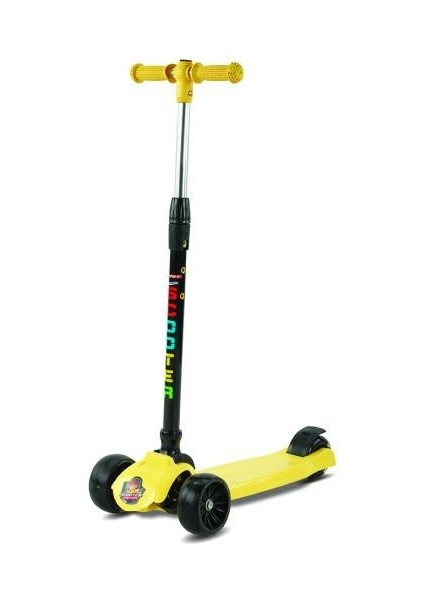 Power Jy - H02 Kalın Teker Katlanabilir Işıklı Scooter Sarı