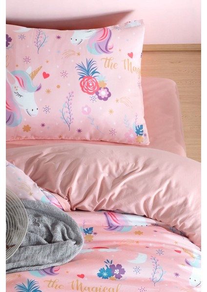 Kolay Ütülenir Nevresim Takımı Tek Kişilik Mystara Pembe