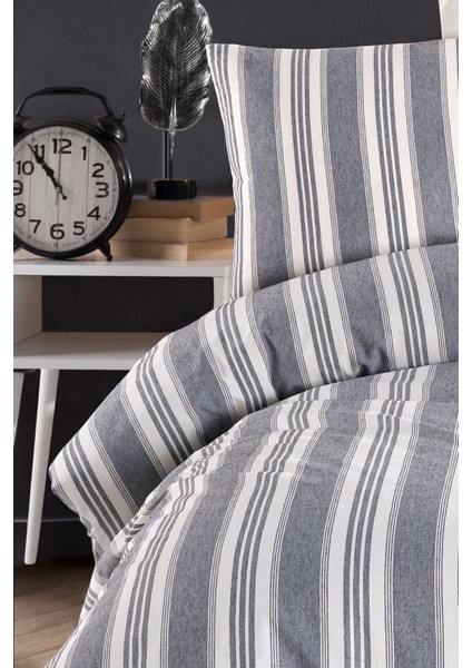 Modern Stripe Nevresim Takımı Tek Kişilik Gentletouch Antrasit