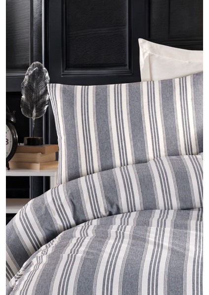 Modern Stripe Nevresim Takımı Tek Kişilik Gentletouch Antrasit