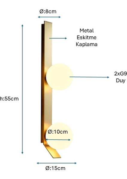 Eskitme Kaplamalı Modern Aplik PLC-1241-AP-2E