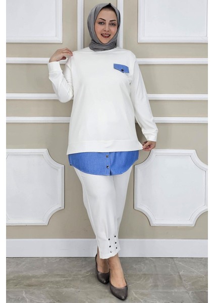 Kadın Kot Kombinli Düğme Detaylı Tesettür Tunik modelleri