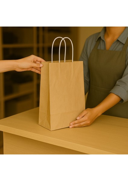 Roll-Up Kraft Çanta Naturel Orta Boy 25x31cm 25li modelleri