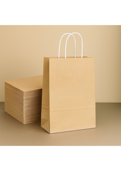 Kraft Çanta Naturel Küçük Boy 18x24cm 25li