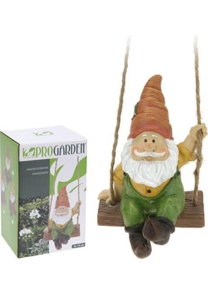 Salıncakta Bahçe Süs Yedi Cüceler Cüce 14CM Heykel Dekorasyon Tasarım Ipli Asmalık 1 Adet