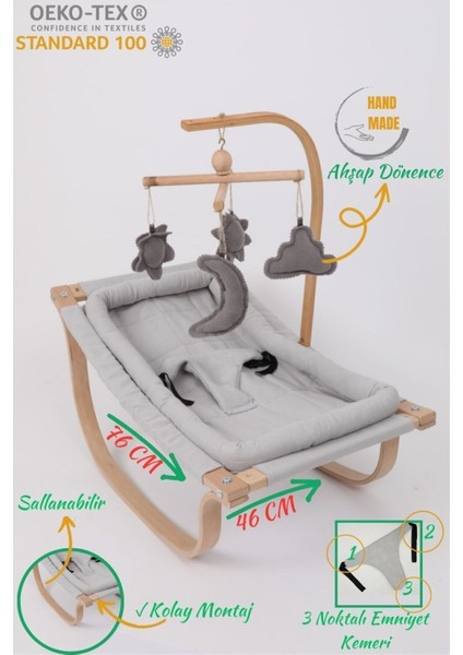 Sallanan Bebek Taşıyıcı - Taşıma Kapasitesi 0- 18 kg - - Gri