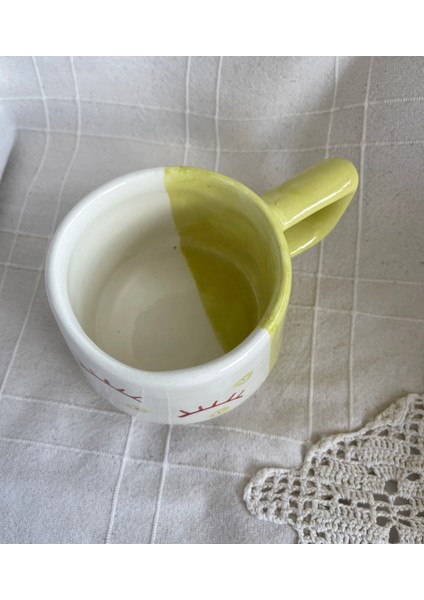 Yeşil Kırmızı Göz Detaylı Büyük Boy Kahve Kupası fiyatları