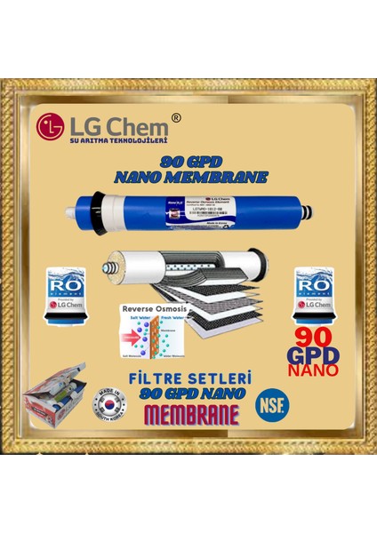 Lg Chem Ücretsiz Montajlı-Pompalı Gold Specıal 12 Litre 7 Filtre 14 Aşama Gümüş Iyon Tatlandırıcı Mineral Alkali 90 Gpd Nano Membranlı 304 Kalite Krom Musluklu 12 Litre Çelik Tanklı Su Arıtma Cihazı