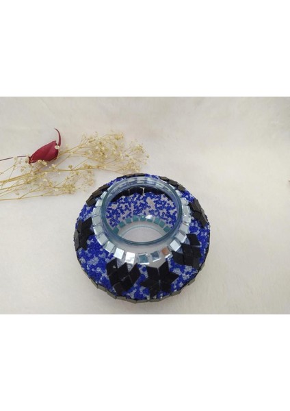 Mozaik El Işçiliği Orta Boy 10 cm Lamba Camı Başlığı Mavi modelleri