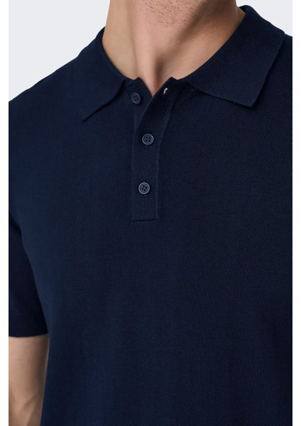 Erkek Regular Fit Polo Yaka Lacivert Triko T-Shirt - 22022219 fiyatları