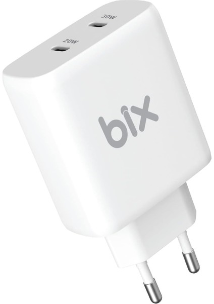 BX2P50 50W Pd 2*type-C Girişli Gelişmiş Şarj Teknolojisi ile Donatılmış Seyahat Adaptörü