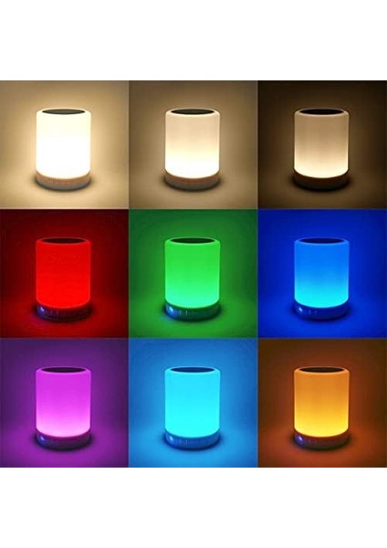 Gece Lambası Dokunmatik Lamba Renkli LED Işık Bluetooth Hoparlör USB Şarj Kablosuz Speaker