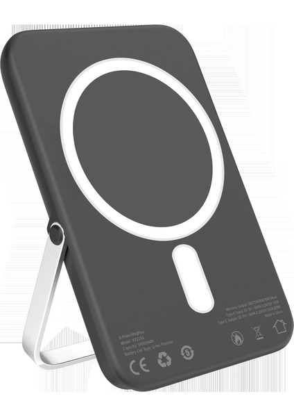 X-Powermalus Manyetik Standlı Kablosuz 10.000MAH Powerbank (Siyah)