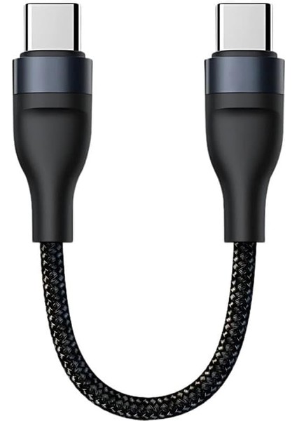 Super Şarj 5A 66W Type-C Şarj Kablosu Kısa Type-C Powerbank Şarj Kablosu Örgü Kopmaz Kablo