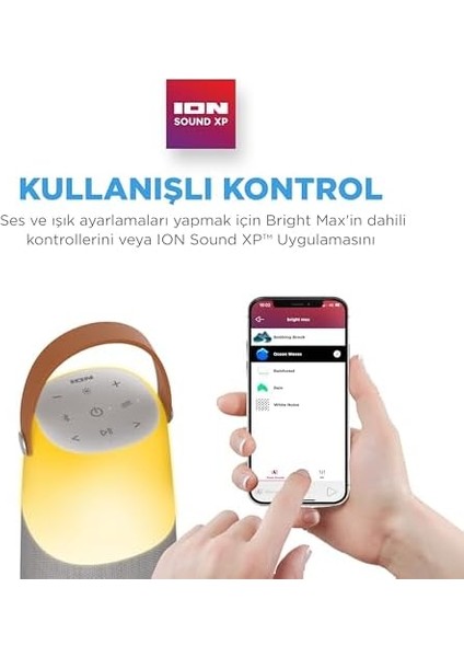 Audio Bright Max - Taşınabilir, Suya Dayanıklı, Işıklı 360 Derece Bluetooth Hoparlör, Aydınlatma, Atmosferik Sesler, Çoklu Senkronizasyon Teknolojisi ve Şarj Edilebilir Pil ile