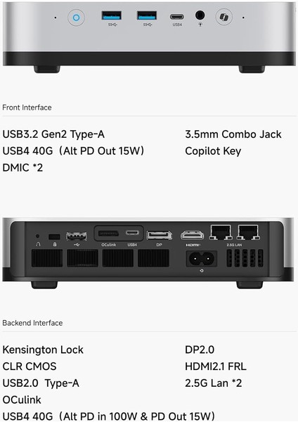 X1 Pro Ryzen 9 Aı 9 HX370, 64GB Ddr5 Ram, 1 Tb M.2 Ssd, Oculink, Wifi 6+Bt 5.4 WIN11 Mini Pc